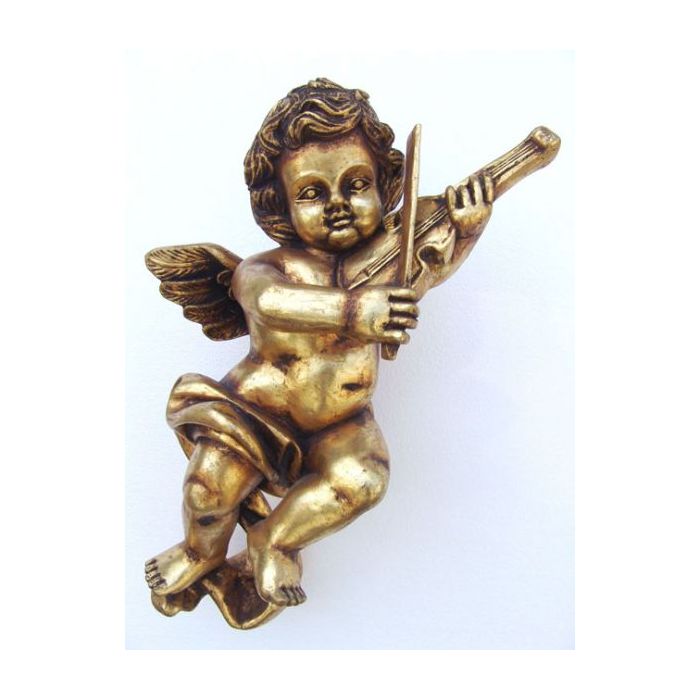 Engelputte hängend mit Violine gold verkleinert Dekorationsfigur