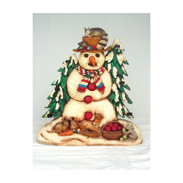 Schneemann mit Kerzenhalter 2D verkleinert Dekorationsfigur
