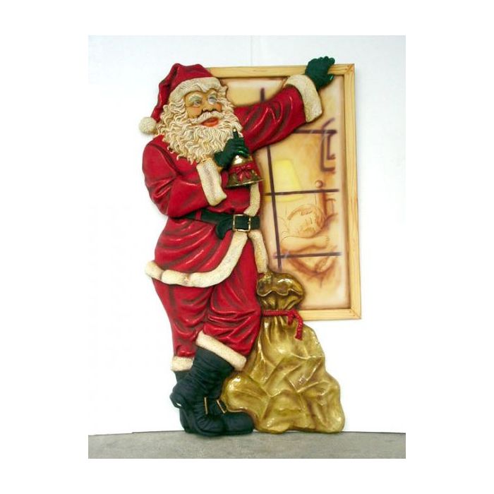 Weihnachtsmann am Fenster stehend lebensgroß Dekorationsfigur