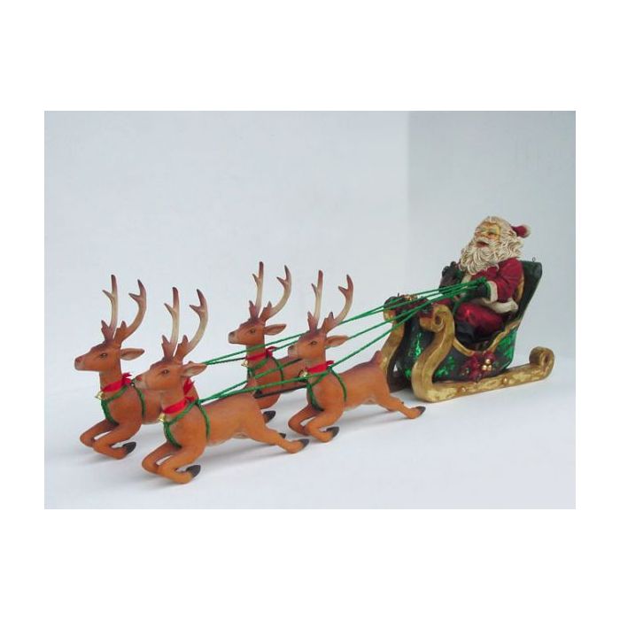 Fliegender Weihnachtsmann im Schlitten verkleinert Deko- & Werbefigur