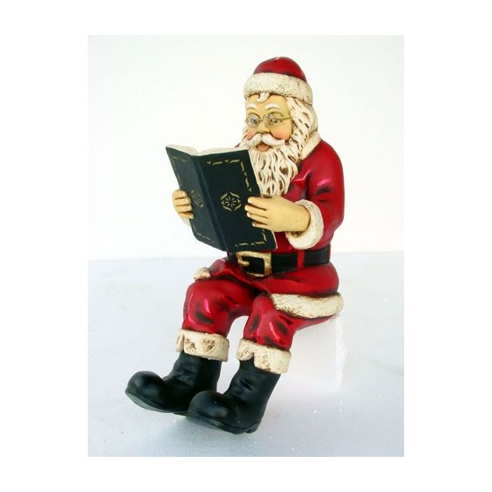 Weihnachtsmann Buch lesend klein verkleinert Dekorationsfigur