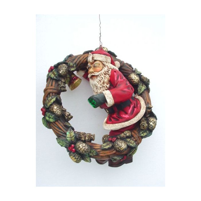Weihnachtsmann im Adventskranz klein verkleinert Dekorationsfigur