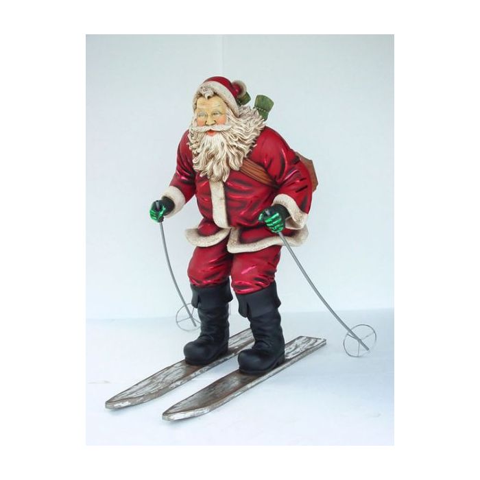 Weihnachtsmann auf Skier lebensgroß Deko- & Werbefigur