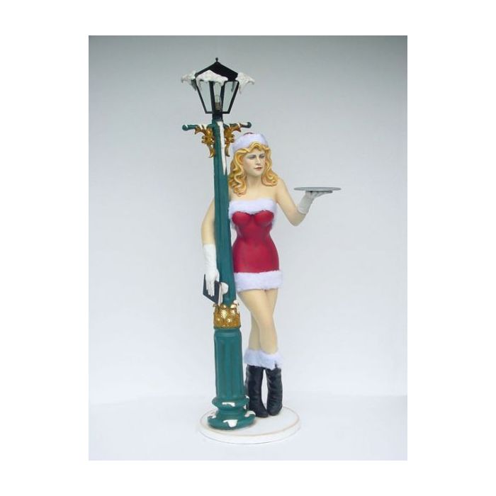 Weihnachtsgirl sexy an Laterne lebensgroß Deko- & Werbefigur