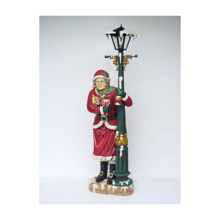Weihnachtsfrau an Laterne verkleinert Deko- & Werbefigur