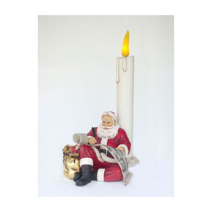 Weihnachtsmann sitzend an Kerze verkleinert Deko- & Werbefigur