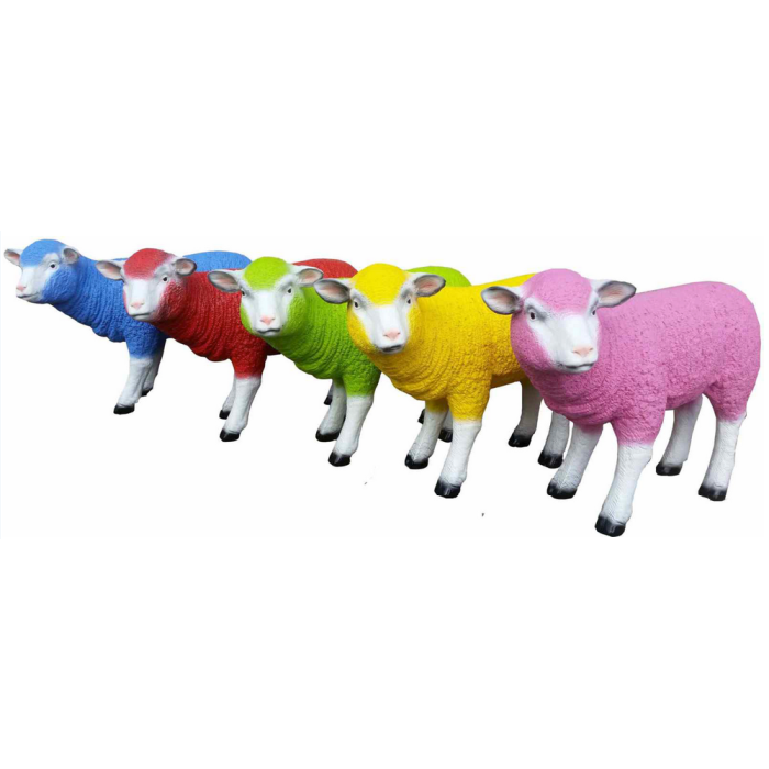 bunte Osterschafe Set 5 Stück verkleinert Deko- & Werbefigur