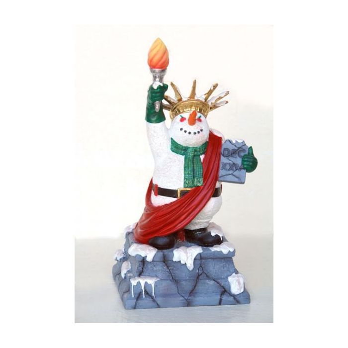 Schneemann als Freiheitsstatue klein verkleinert Dekorationsfigur