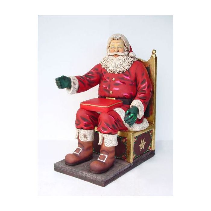 Weihnachtsmann auf Thron mit Kissen lebensgroß Deko- & Werbefigur