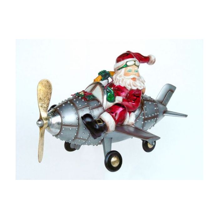 Weihnachtsmann im Flugzeug verkleinert Dekorationsfigur
