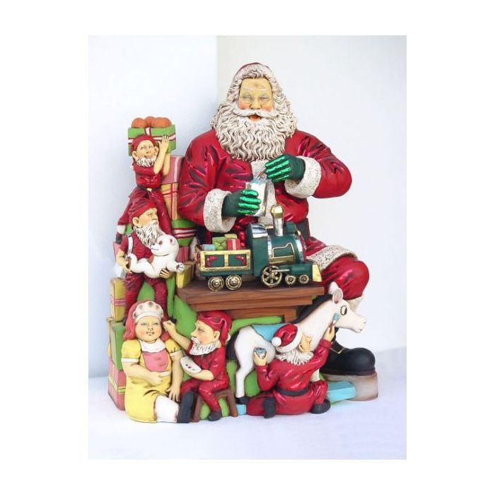 Weihnachtsmann beim Basteln lebensgroß Deko- & Werbefigur
