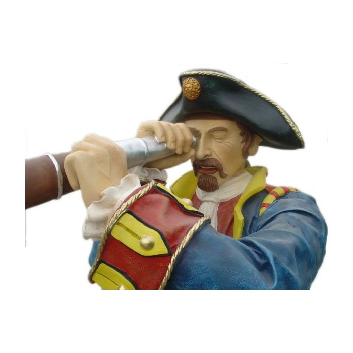 Pirat mit Fernrohr und Papagei lebensgroß Deko- & Werbefigur