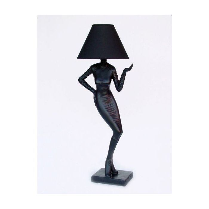 große moderne Stehlampe als Frauenfigur schwarz / Lady Lampe vergrößert Beleuchtung