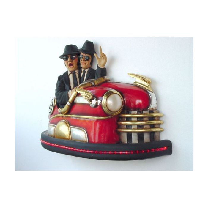 Autoscooter mit Blues Brothers lebensgroß Dekorationsfigur