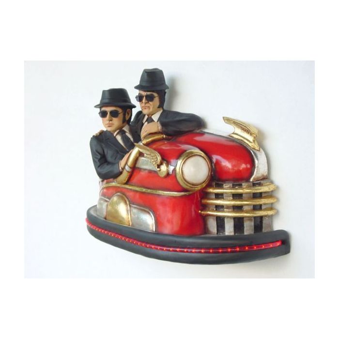 Autoscooter mit Blues Brothers cool lebensgroß Dekorationsfigur