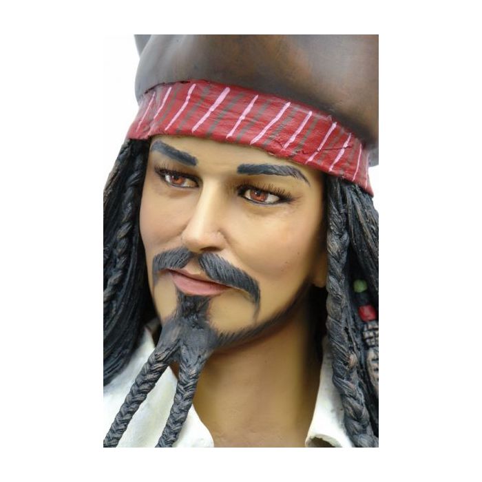 Pirat Captain Jack Sparrow mit Faß lebensgroß Deko- & Werbefigur