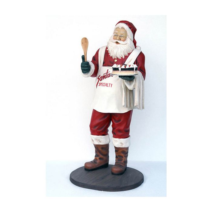Weihnachtsmann mit Torte lebensgroß Deko- & Werbefigur