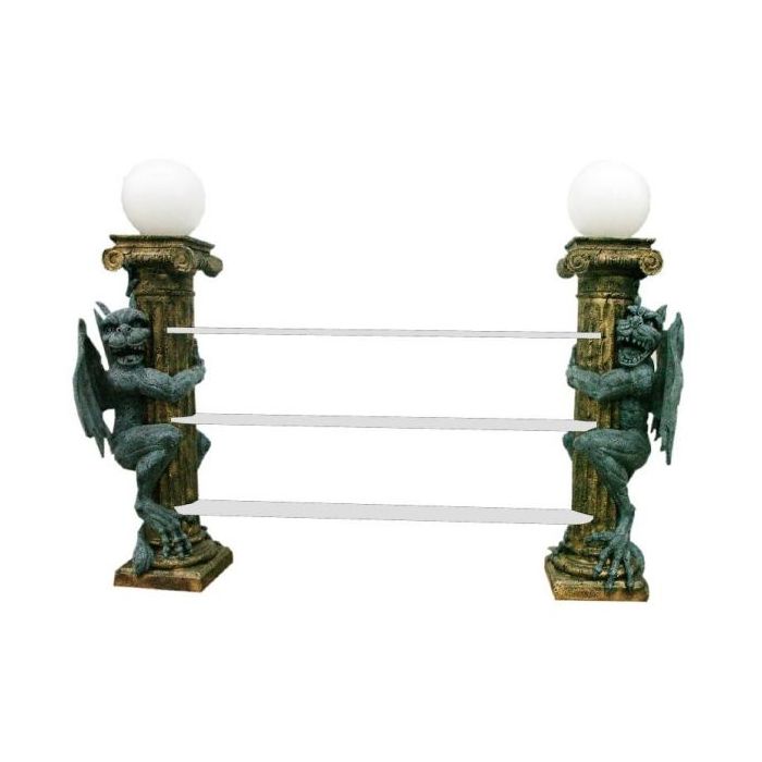 2 Säulen Gothic Regal mit Lampen lebensgroß Ablagemöglichkeit