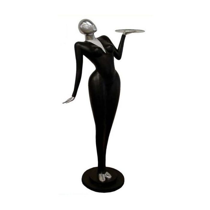 stilisierte moderne Kellnerin lebensgroß Dekorationsfigur