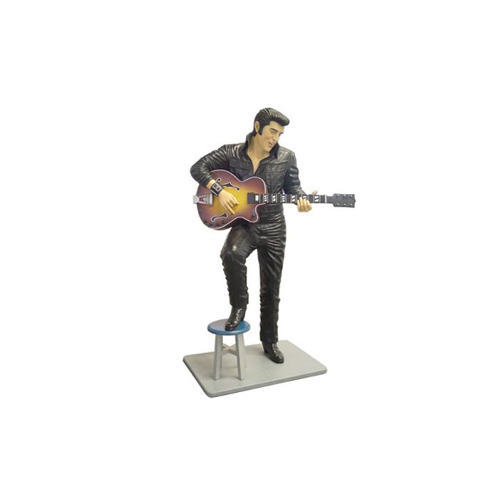 Elvisdouble  mit Gitarre in Leder lebensgroß Deko- & Werbefigur