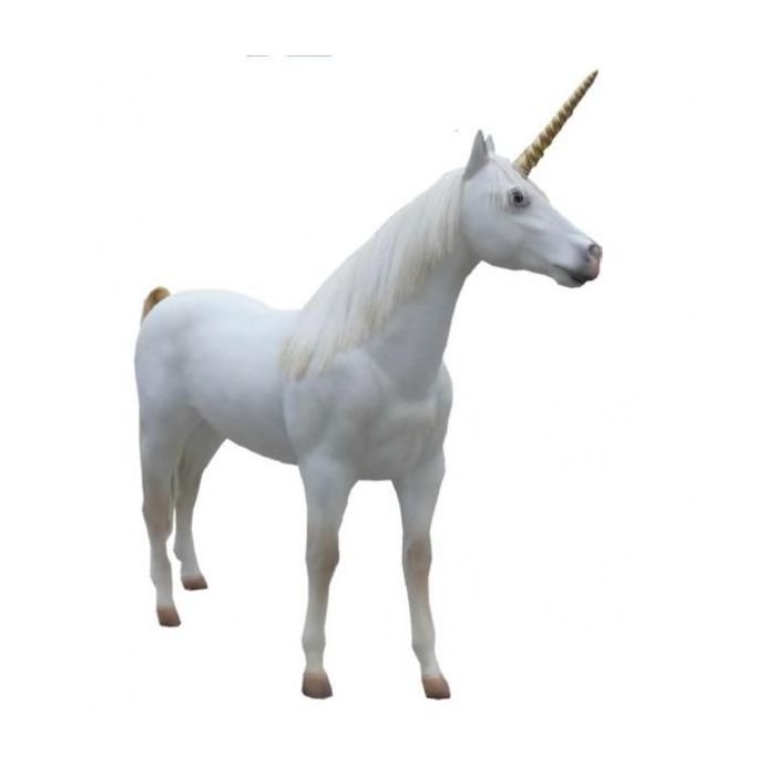 Pferd Einhorn mit Naturhaar lebensgroß Deko- & Werbefigur