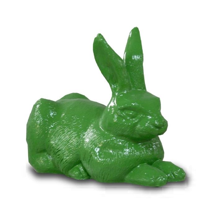 Liegender Hase grün lebensgroß Dekorationsfigur