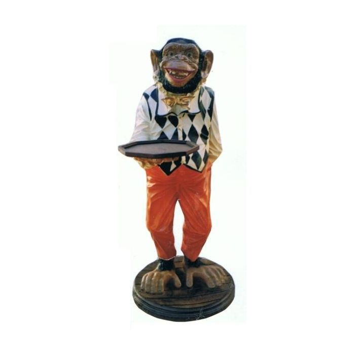 Affe als Butler lebensgroß Dekorationsfigur