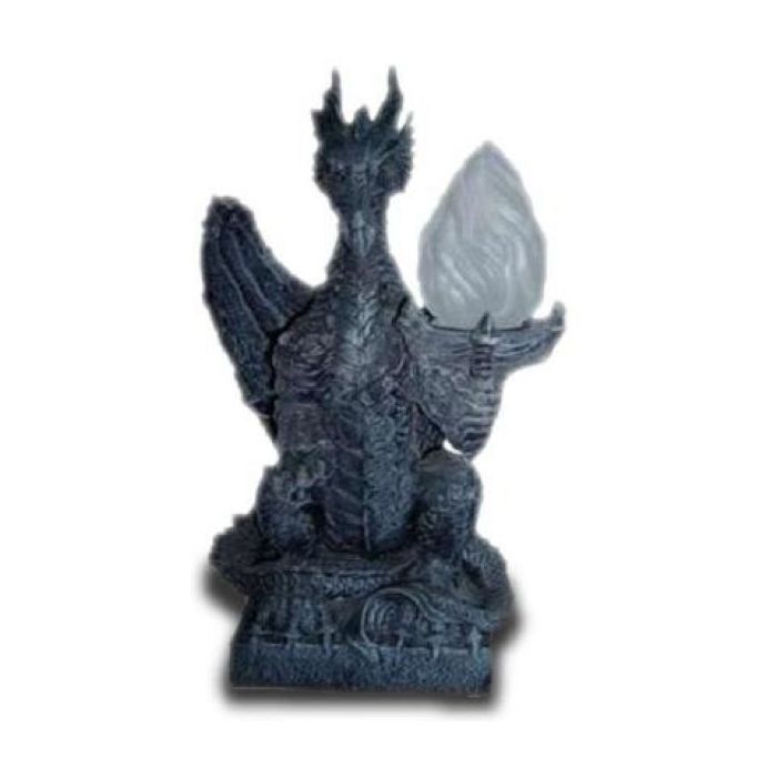 Drachenfigur mit Feuerschale als Lampe verkleinert Beleuchtung