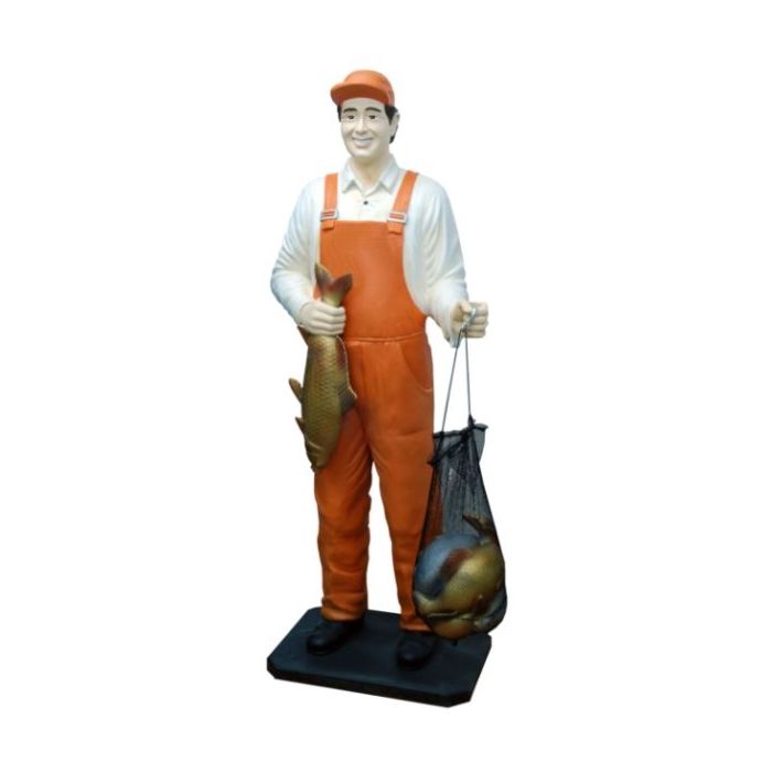 Fischer mit Fischen lebensgroß Deko- & Werbefigur
