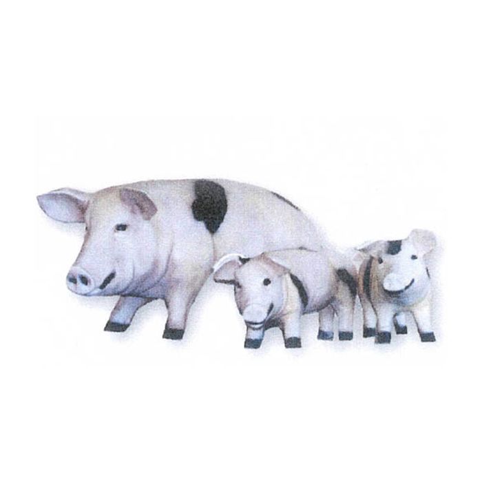 Schwein mit Jungen 3-teilig Höhe: 25 - 50 cm lebensgroß Dekorationsfigur