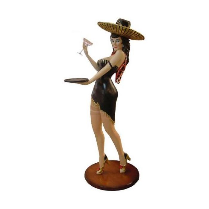 Kellnerin mit Sombrero lebensgroß Deko- & Werbefigur