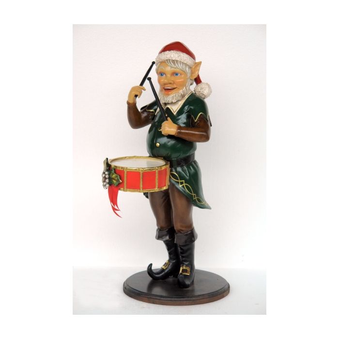 Weihnachtself mit Trommel lebensgroß Dekorationsfigur
