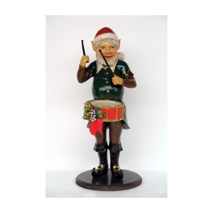Weihnachtself mit Trommel lebensgroß Dekorationsfigur