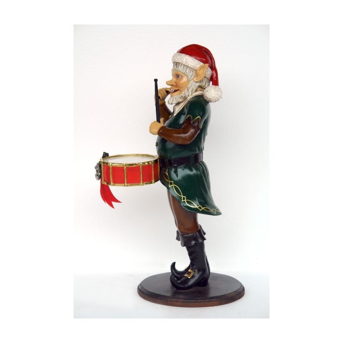 Weihnachtself mit Trommel lebensgroß Dekorationsfigur