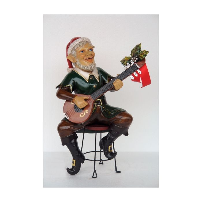 Weihnachtself mit Gitarre lebensgroß Dekorationsfigur