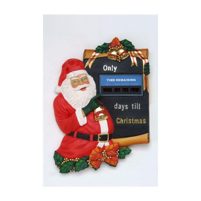 Weihnachtsrelief mit Santa Claus und Countdownfunktion lebensgroß Uhr