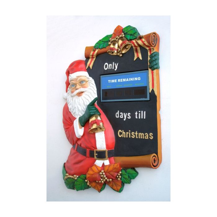 Weihnachtsrelief mit Santa Claus und Countdownfunktion lebensgroß Uhr