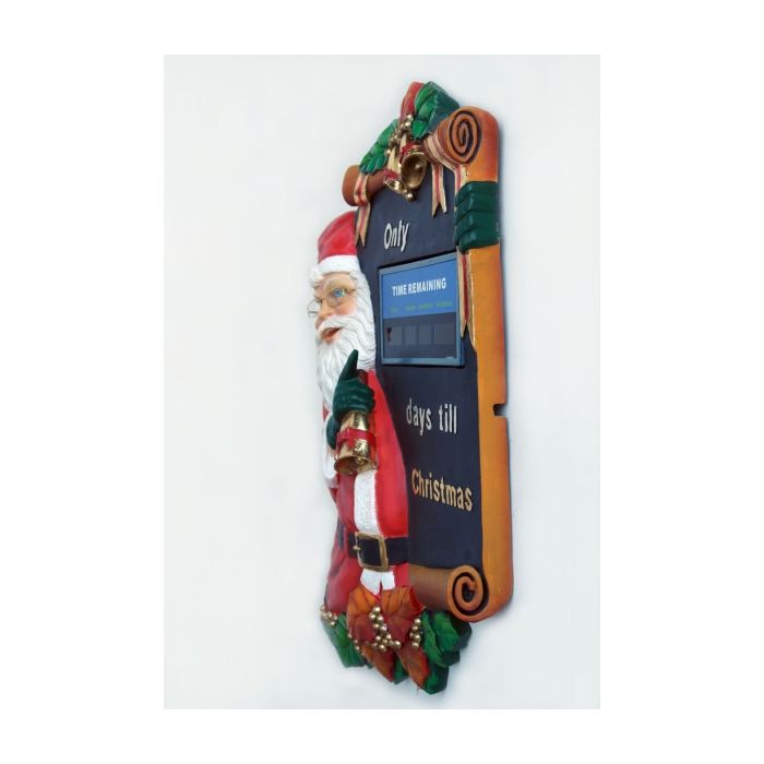 Weihnachtsrelief mit Santa Claus und Countdownfunktion lebensgroß Uhr