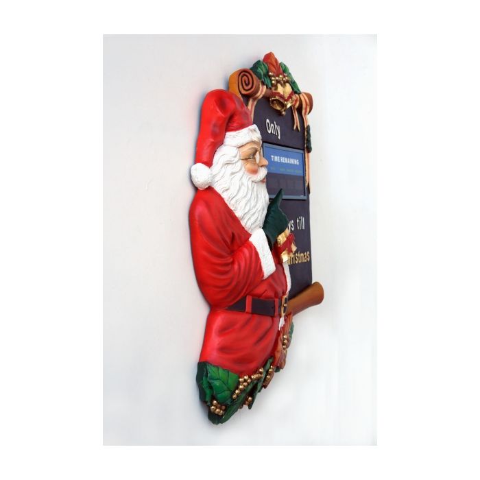 Weihnachtsrelief mit Santa Claus und Countdownfunktion lebensgroß Uhr