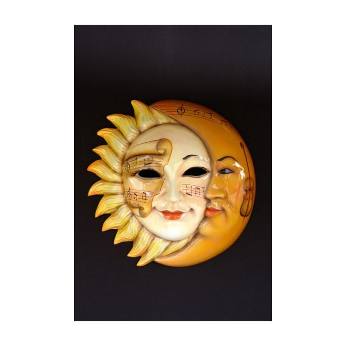Maske Sonne-Mond Gelb lebensgroß Dekorationsfigur