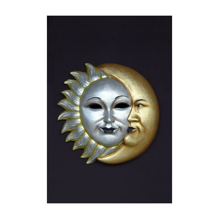 Maske Sonne-Mond Gold-Silber lebensgroß Dekorationsfigur