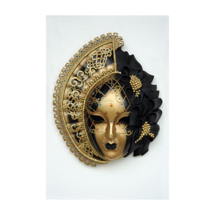 Maske Stella Gold-Schwarz vergrößert Dekorationsfigur