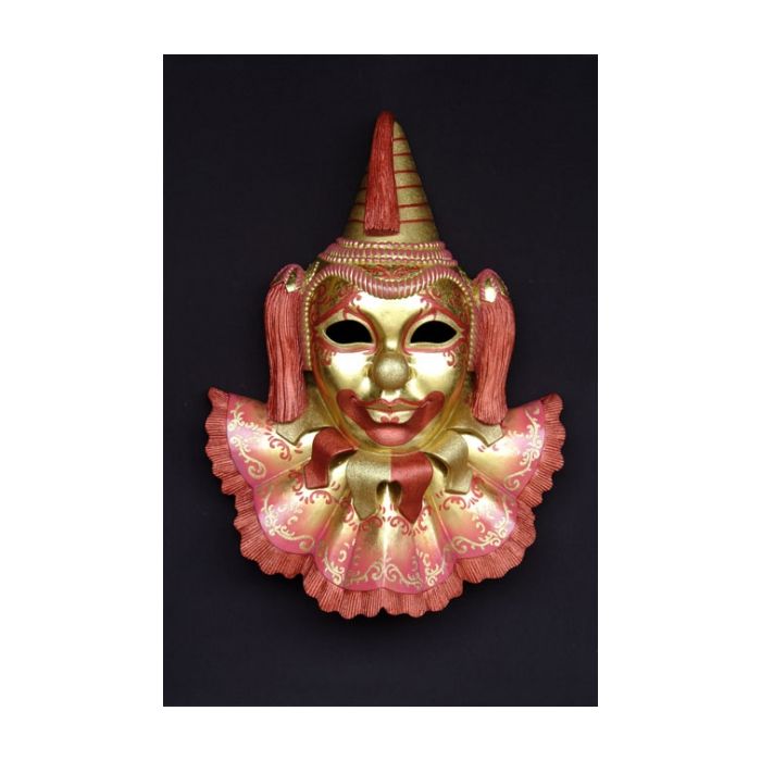 Maske Buffone Rot-Gold vergrößert Dekorationsfigur