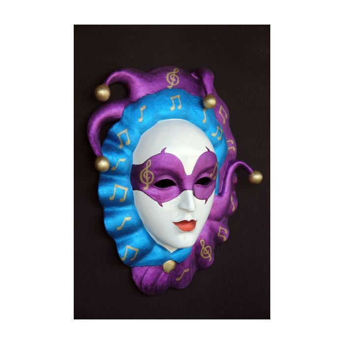 Maske Gianduia Blau-Lila vergrößert Dekorationsfigur