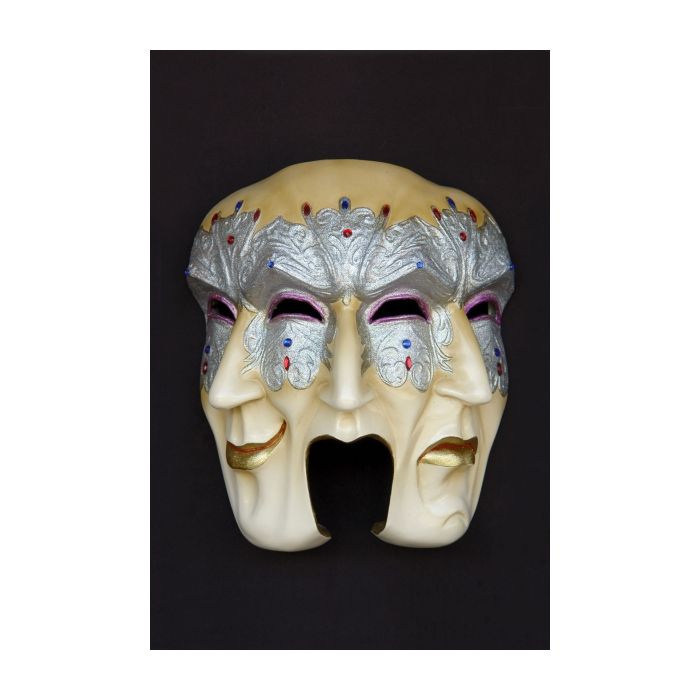 Maske Pulcinella Silber lebensgroß Dekorationsfigur