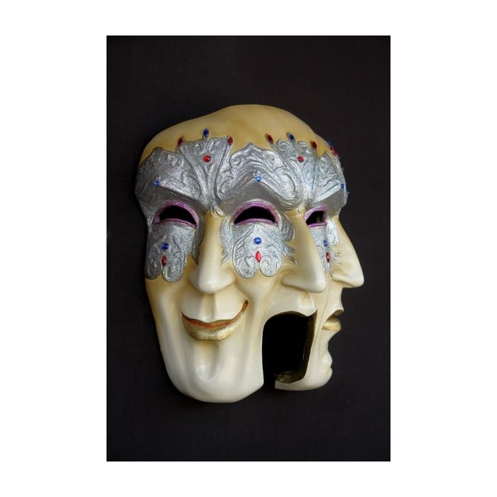 Maske Pulcinella Silber lebensgroß Dekorationsfigur