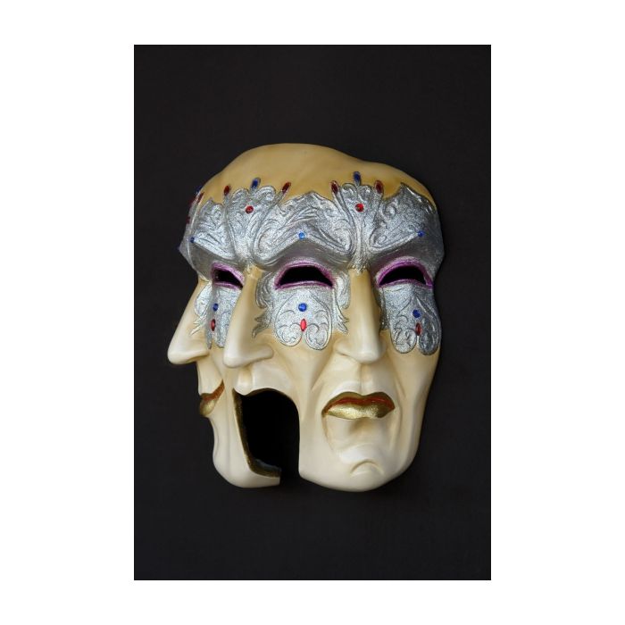 Maske Pulcinella Silber lebensgroß Dekorationsfigur