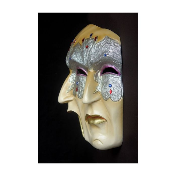Maske Pulcinella Silber lebensgroß Dekorationsfigur