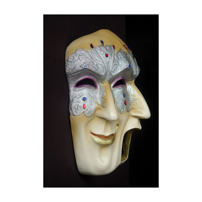 Maske Pulcinella Silber lebensgroß Dekorationsfigur