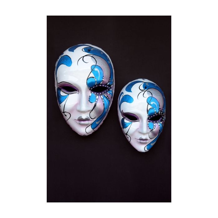 Maske Pantalone Blau Klein vergrößert Dekorationsfigur